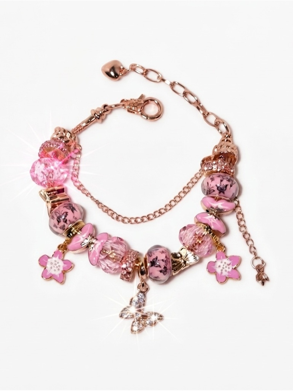 Pink Butterfly Charm Bracelet - Women Jewelry - Picture 5 of 5